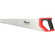 Ножовка по дереву, средний каленый зуб 7 ТPI, 2D заточка, пластиковая прорезиненная ручка 450 мм КУРС