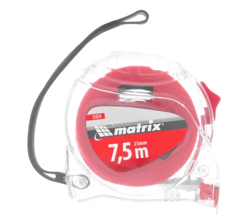 Рулетка Crystal,7,5 м х 25 мм,корпус из поликарбоната Matrix