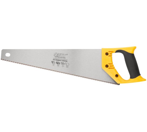 Ножовка по дереву, средний каленый зуб 7 ТPI, 2D заточка, пластиковая прорезиненная ручка 400 мм FIT IT