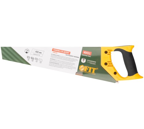Ножовка по дереву, средний каленый зуб 7 ТPI, 2D заточка, пластиковая прорезиненная ручка 400 мм FIT IT