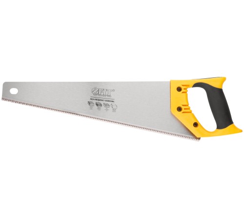 Ножовка по дереву, средний каленый зуб 7 ТPI, 2D заточка, пластиковая прорезиненная ручка 400 мм FIT IT
