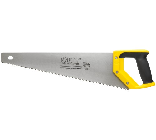 Ножовка по дереву, крупный кален.зуб 5 ТPI с запилом 7 ТPI, 2D заточка, пласт.прорезинен.ручка 450 мм FIT IT