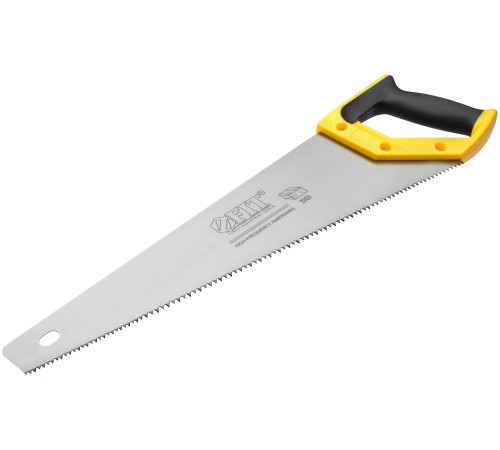 Ножовка по дереву, крупный кален.зуб 5 ТPI с запилом 7 ТPI, 2D заточка, пласт.прорезинен.ручка 450 мм FIT IT