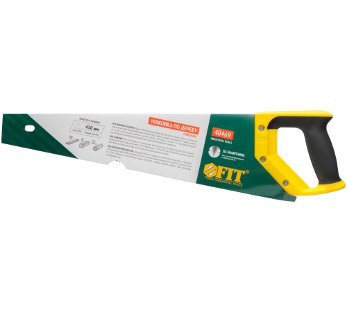 Ножовка по дереву, крупный кален.зуб 5 ТPI с запилом 7 ТPI, 2D заточка, пласт.прорезинен.ручка 450 мм FIT IT