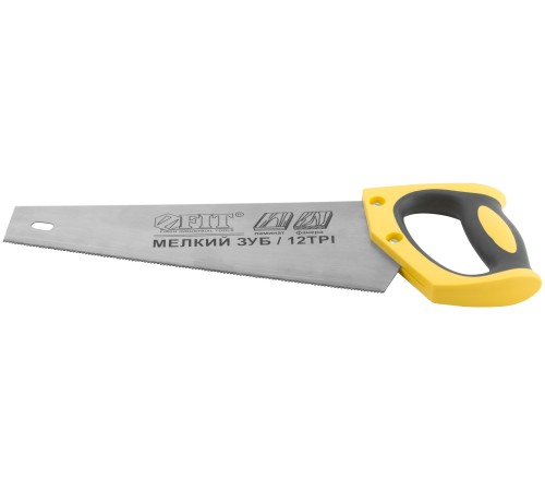 Ножовка по ламинату, мелкий каленый зуб 12 ТPI (шаг 2 мм), заточка, пласт.прорезиненная ручка 300 мм FIT РОС