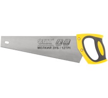 Ножовка по ламинату, мелкий каленый зуб 12 ТPI (шаг 2 мм), заточка, пласт.прорезиненная ручка 350 мм FIT РОС