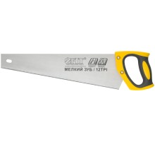 Ножовка по ламинату, мелкий каленый зуб 12 ТPI (шаг 2 мм), заточка, пласт.прорезиненная ручка 400 мм FIT РОС