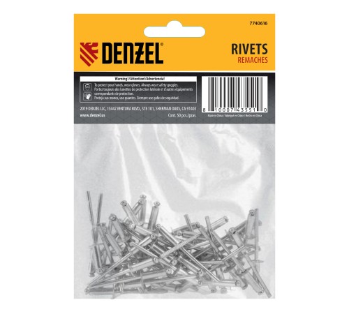 Заклепки алюминиевые, 5/32"-1/2", 4 х 12 мм, 50 шт Denzel