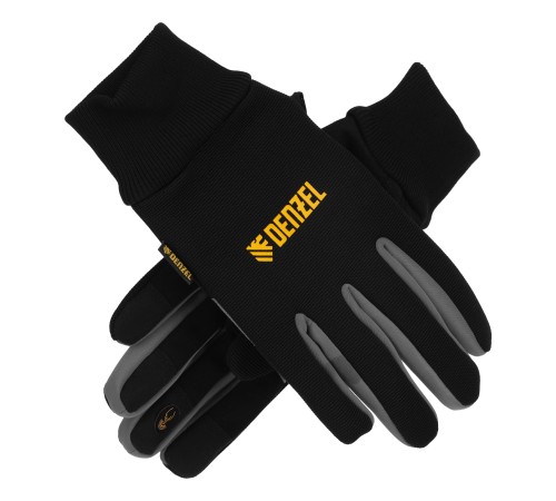 Перчатки универсальные, двойные, работа с сенсорным экраном, вязаная манжета, размер 9 Denzel