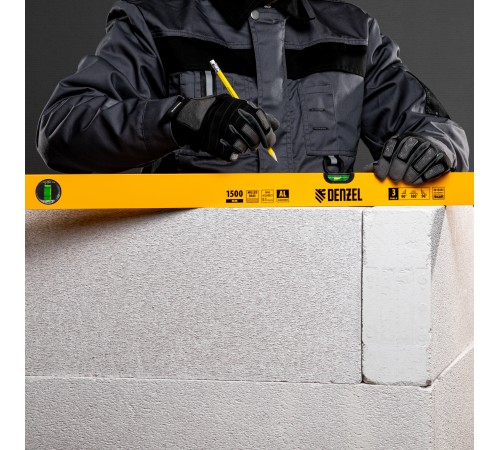 Уровень алюминиевый, 1500 мм, фрезерованный, 3 глазка Denzel