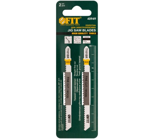 Полотна по дереву, HCS, шлифованные под свободным углом, реверсивные зубья, 100/74/2,5 мм (T101BR), 2 шт. FIT HQ