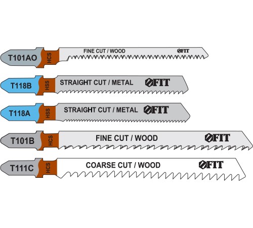 Набор полотен для электролобзика 5 шт. (T111C; T101B; T101AO; T118A; T118B) FIT HQ