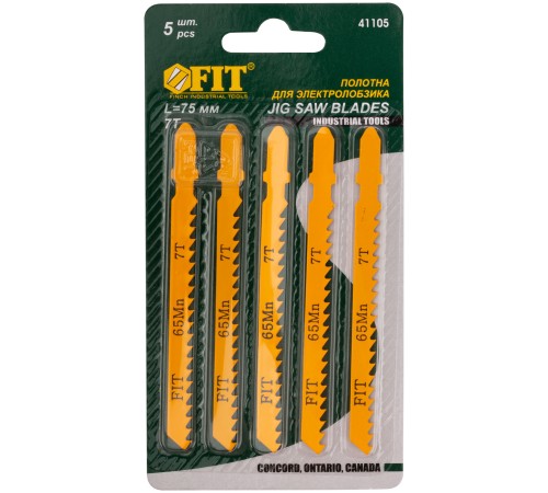 Полотна для э/лобзика по дереву, европ.хвостовик, усиленная сталь 65 Мп, 5 шт., 6 ТPI FIT IT