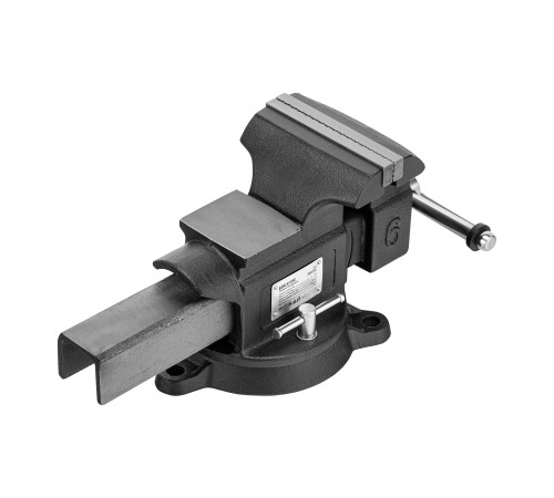 Тиски слесарные BVH-150, 150 мм, поворотные, стальная направляющая, с наковальней //Denzel