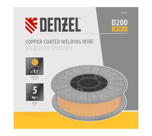 Омедненная проволока ER70S-6, диам. 1 мм, 5 кг, диам. катушки D200 Denzel