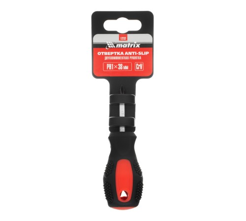 Отвертка Anti-Slip, PH1 х 38 мм, CrV, двухкомпонентная рукоятка Matrix Отвертка Anti-Slip, PH1 х 38 мм, CrV, двухкомпонентная рукоятка Matrix