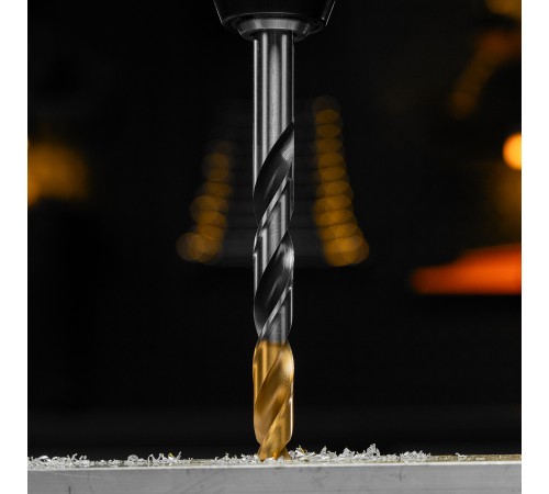 Сверло спиральное по металлу 12 x 151мм, Р6М5, Golden Tip, многогранная заточка Denzel
