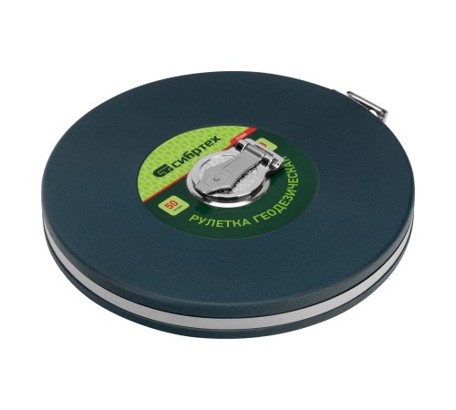 Рулетка геодезическая 50 м х 13 мм, закрытый корпус, фибергласовая лента Сибртех Рулетка геодезическая 50 м х 13 мм, закрытый корпус, фибергласовая лента Сибртех