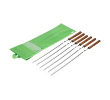 Набор шампуров угловых, 650 мм, с цельной деревянной рукояткой, в чехле, 6 шт, Camping Palisad