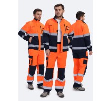 Костюм сигнальный PROFLINE Specialist-1 МВО (тк.Смесовая,240) брюки, оранжевый/т.синий