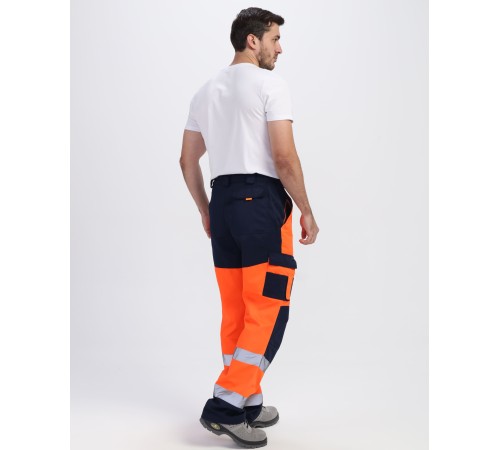 Костюм сигнальный PROFLINE Specialist-1 МВО (тк.Смесовая,240) брюки, оранжевый/т.синий