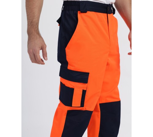 Костюм сигнальный PROFLINE Specialist-1 МВО (тк.Смесовая,240) брюки, оранжевый/т.синий