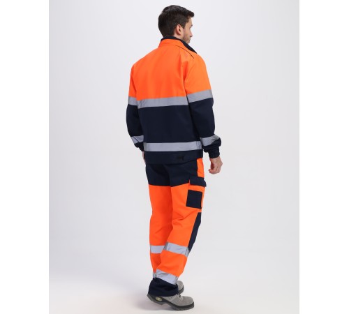 Костюм сигнальный PROFLINE Specialist-1 МВО (тк.Смесовая,240) брюки, оранжевый/т.синий