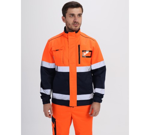Костюм сигнальный PROFLINE Specialist-1 МВО (тк.Смесовая,240) брюки, оранжевый/т.синий