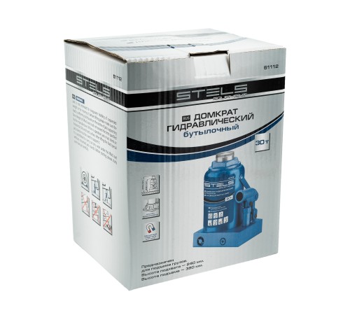 Домкрат гидравлический бутылочный, 30 т, H подъема 240-370 мм Stels