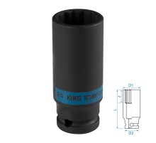 Головка торцевая ударная глубокая двенадцатигранная 1/2", 24 мм KING TONY 443024M