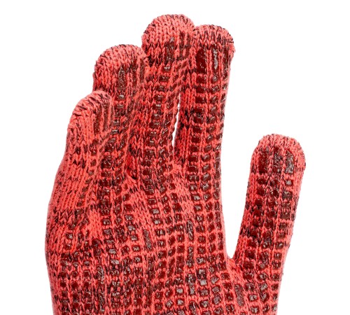 Перчатки трикотажные, акрил, усиленные, ПВХ-гель Протектор, цвет: коралл, 10 класс Сибртех