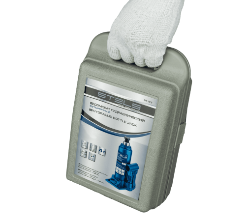 Домкрат гидравлический бутылочный, 4 т, H подъема 195-380 мм, в пластиковом кейсе Stels