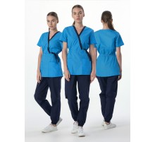 Костюм женский Симпл-001 (тк.Смесовая,120) MedLine, т.синий/ярко-голубой