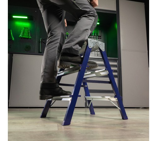 Стремянка двусторонняя 3 ступени, стальная, Сибртех