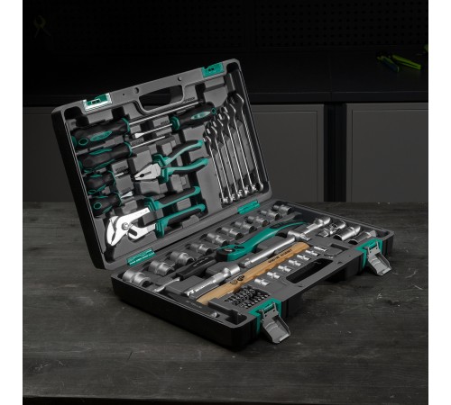 Набор инструмента, 1/2, Cr-V, S2, усиленный кейс, 58 предметов Stels