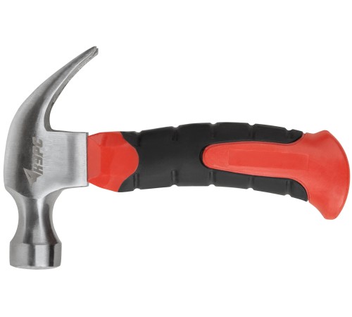 Молоток-гвоздодер укороченный, фиберглассовая обрезиненная ручка, 25 мм, 225 гр. КУРС