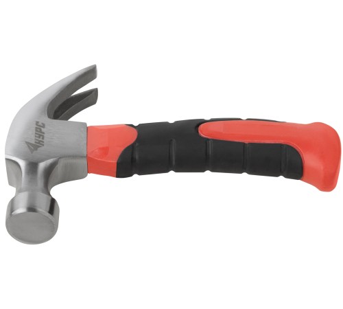 Молоток-гвоздодер укороченный, фиберглассовая обрезиненная ручка, 25 мм, 225 гр. КУРС