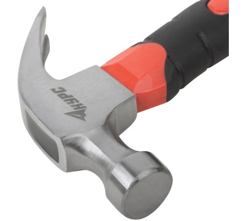 Молоток-гвоздодер укороченный, фиберглассовая обрезиненная ручка, 25 мм, 225 гр. КУРС