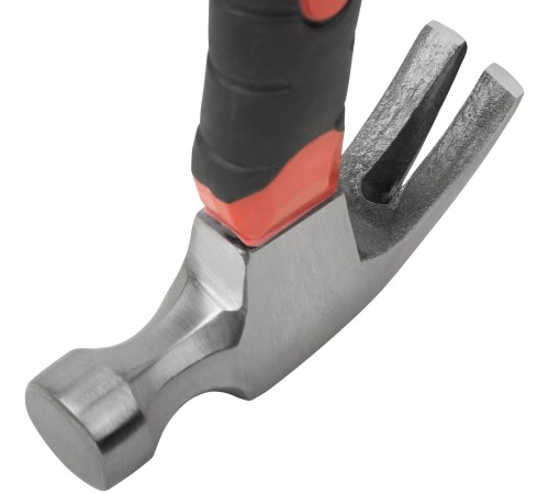 Молоток-гвоздодер укороченный, фиберглассовая обрезиненная ручка, 25 мм, 225 гр. КУРС