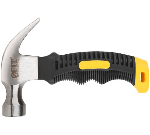 Молоток-гвоздодер укороченный, фиберглассовая обрезиненная ручка, 25 мм, 225 гр. FIT IT