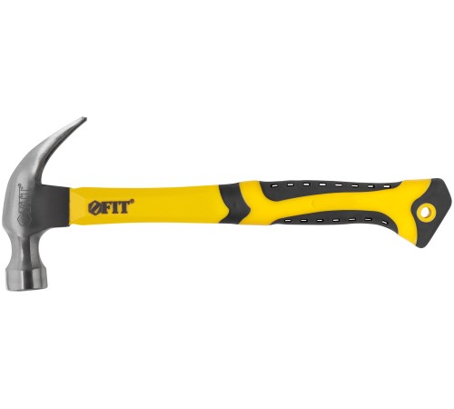Молоток-гвоздодер, фиберглассовая усиленная ручка, антивибрационные накладки, Профи 30 мм, 450 гр. FIT IT Молоток-гвоздодер, фиберглассовая усиленная ручка, антивибрационные накладки, Профи 30 мм, 450 гр. FIT IT