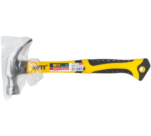 Молоток-гвоздодер, фиберглассовая усиленная ручка, антивибрационные накладки, Профи 30 мм, 450 гр. FIT IT Молоток-гвоздодер, фиберглассовая усиленная ручка, антивибрационные накладки, Профи 30 мм, 450 гр. FIT IT