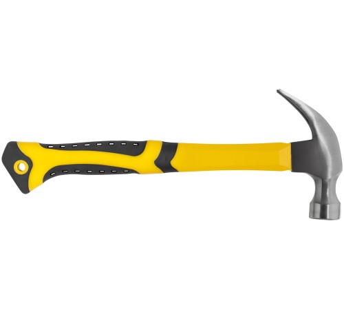 Молоток-гвоздодер, фиберглассовая усиленная ручка, антивибрационные накладки, Профи 30 мм, 450 гр. FIT IT Молоток-гвоздодер, фиберглассовая усиленная ручка, антивибрационные накладки, Профи 30 мм, 450 гр. FIT IT