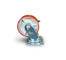 Колесо большегрузное поворотное SCpb 55 125 мм полиуретановое с тормозом (N)