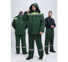 Костюм зимний Труженик-Ультра-1 СОП (тк.Смесовая,210) брюки, т.зеленый/лимонный