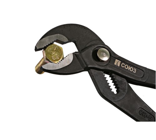 Клещи переставные, 300мм, кнопочный шарнир, зев 40мм, ПВХ рукоятки, СОЮЗ