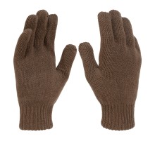 Перчатки трикотажные, акрил, двойные, коричневый, двойная манжета Сибртех