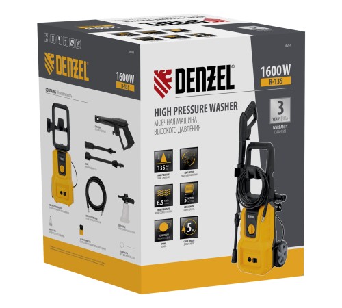 Моечная машина высокого давления R-135, 1600 Вт, 135 бар, 390 л/ч Denzel
