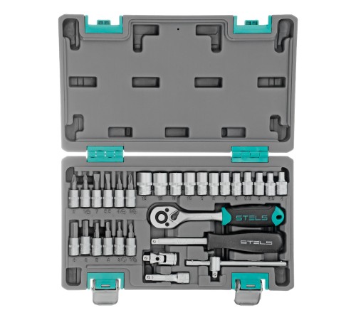 Набор инструментов, 1/4, CrV, пластиковый кейс, 29 предметов Stels