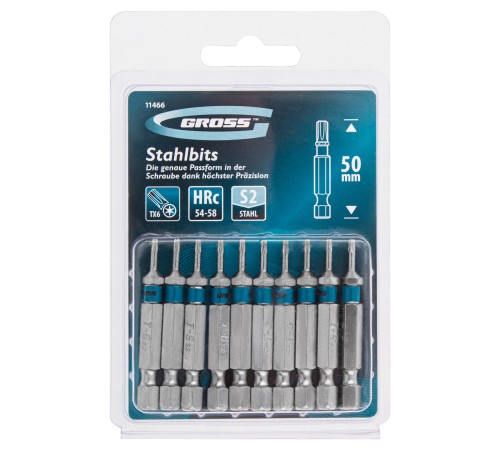 Набор бит Torx 6 х 50, сталь S2, 10 шт. Gross Набор бит Torx 6 х 50, сталь S2, 10 шт. Gross